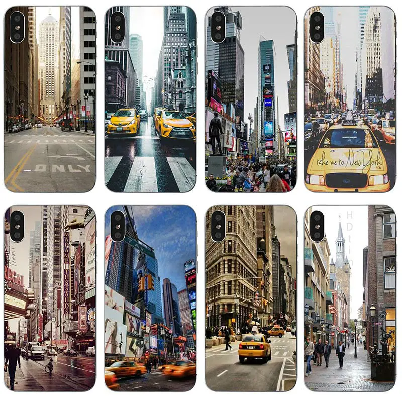Мягкий чехол из ТПУ с рисунком Нью-Йорка для iPhone 8 7 6 6S Plus X XR XS Max 10 5 мобильный