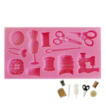 

Cake Tool 1 pc Scissor button sewing designer clothes Silicone Mould Wedding Cake Border Fondant Cake Decorating Clay Molds