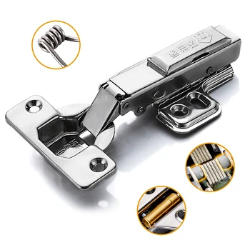 

4pcs Hinge Stainless steel Cabinet Hinges Kitchen Cabinets Door Damping hydraulic Buffer Fixed Type Furniture Hardware Hinge set