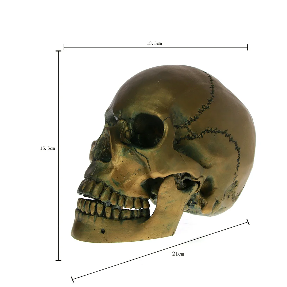 1 шт. 1:1 череп человеческая голова Смола Lmitation Бронзовый Череп Статуя Реплика Lifesize Хэллоуин Украшение Скульптура черепа винтажное ремесло