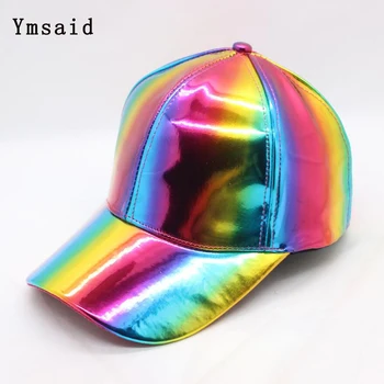 

Luxury Fashion Hip-hop Hat Rainbow Caps Bright Colors Hat Caps For Men PU Leather Baseball Hat For Women Clothing Accessories