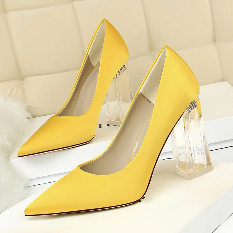 block heels yellow
