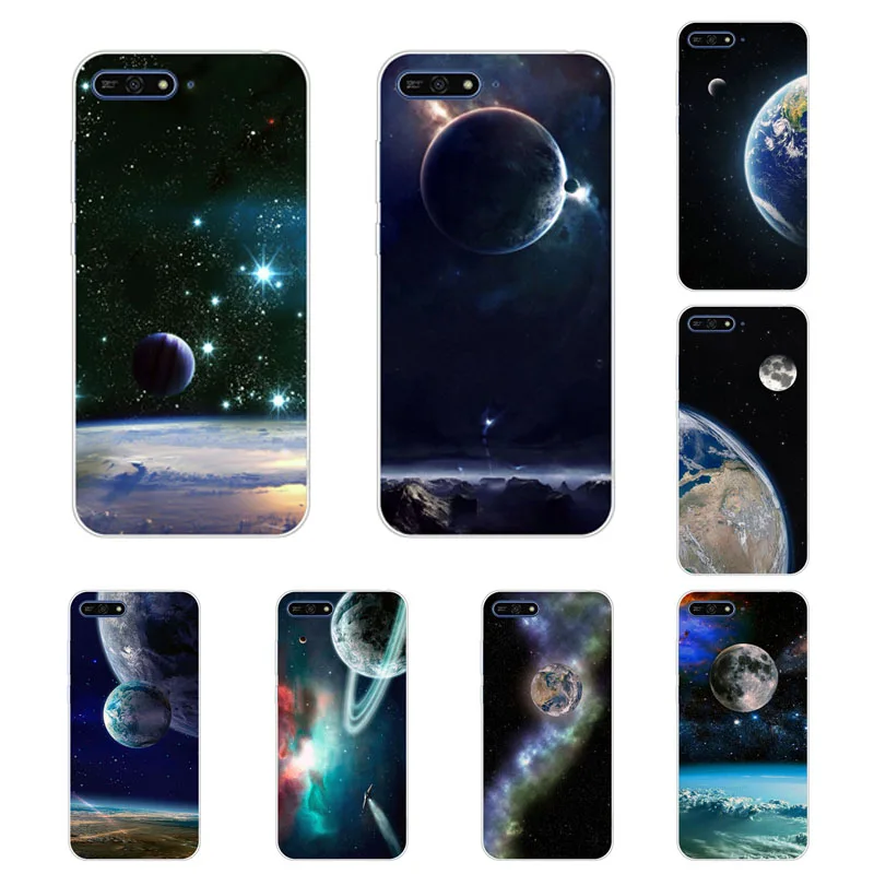 Huawei y6 2018 чехол звездное небо Луна мягкая Задняя накладка чехла из ТПУ для huawei honor 7A