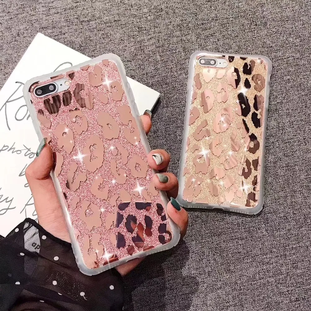 

Sexy Leopard Electroplate Mirror Case for iPhone X XS Max XR Glitter Hard Capa Fundas for iPhone 8 7 6S Plus Girlish Hoesjes