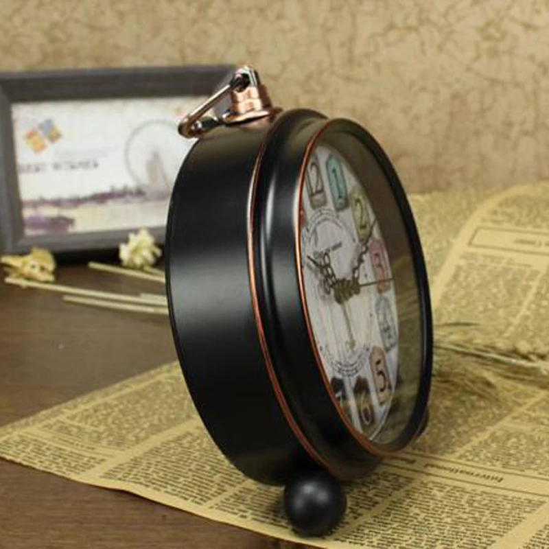 High Grade Vintage Alarm Clock Study Room Desk Table Clock Antique Bedside Wake Up Clock Metal Loud Alarm Desk Clock For Kids