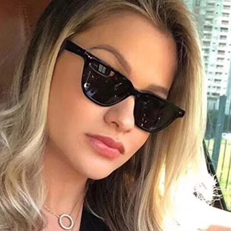

FEISHINI New Narrow Sunglasses Women Brand Design Retro Colorful Transparent Colorful Fashion Cat eye Sun glasses Ladies UV400