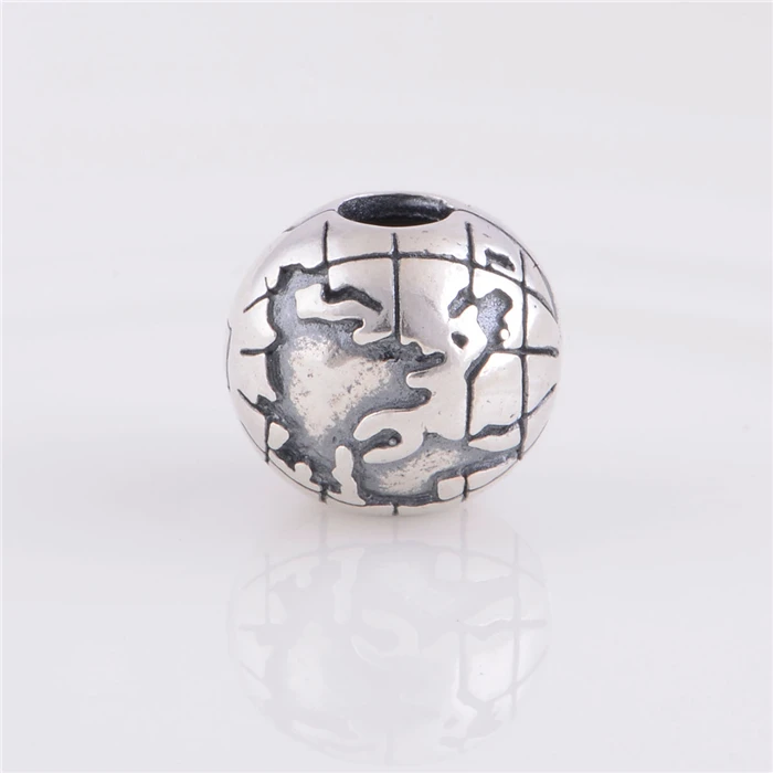 

Globe Map Ball Clip Beads Authentic 925 Sterling Silver Charms DIY Jewelry Fits Pandora Bracelet For Women KT076-N