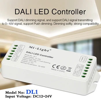 

MiBOXER DL1 DALI LED Controller DC12~24V;support DALI Dimming Signal switching to 0~10V signal output/Push dimming;Max 12A