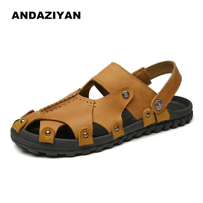 

First layer leather retro large size sandals