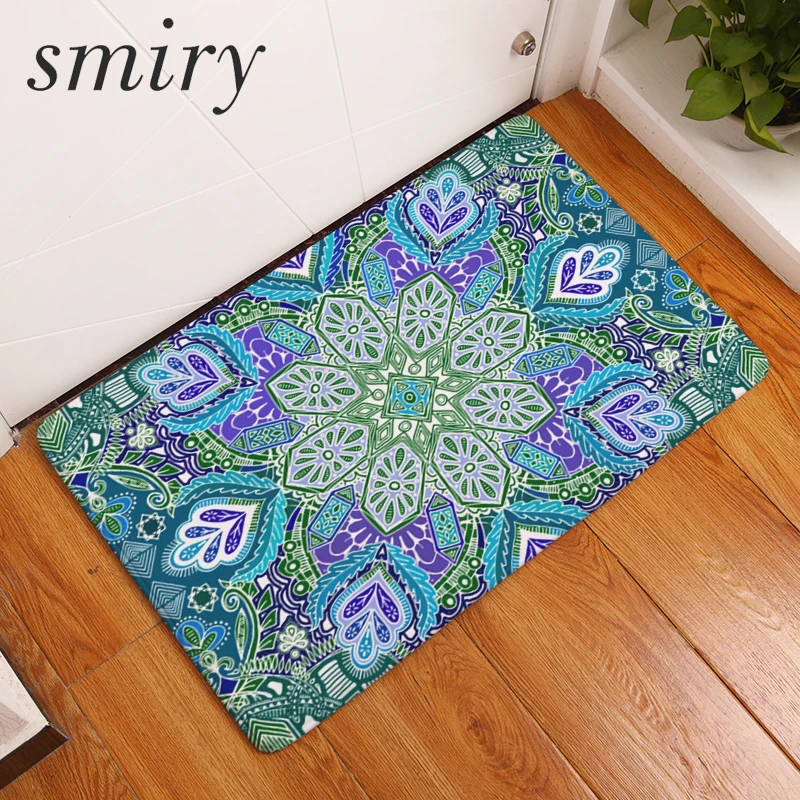 

Smiry outdoor doormat for entrance door water absorption hippie mandala geometric flower foot pad bedside rugs light flannel mat