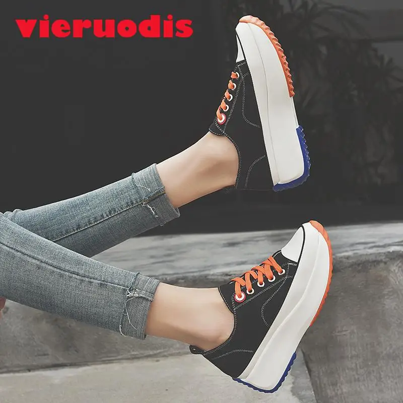 Primavera e autunno nuva versione Coreana di scarpe con la suola spessa pendenza con selvaggio studente scarpe croce cinghie