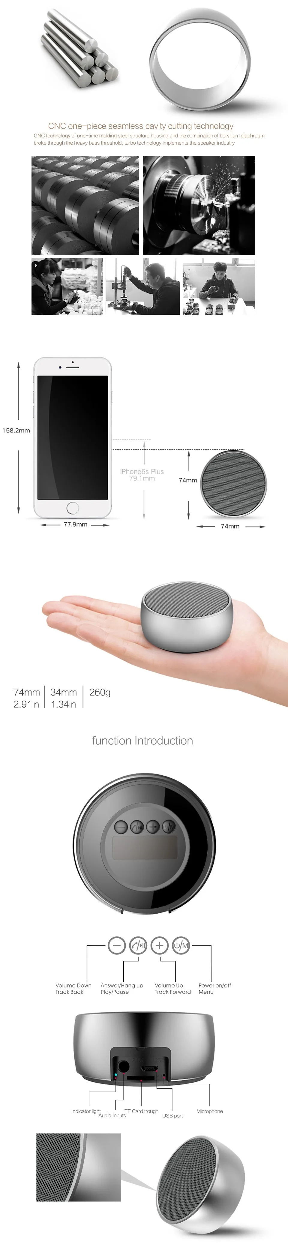 BS01 Mini Bluetooth4.0 Speaker Portable Bass Stereo Speaker with Microphone SD TF Card Speakers