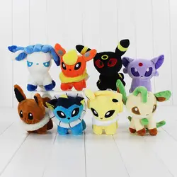 5 "14 см 8 шт./лот Umbreon Eevee Espeon Jolteon Вапореон Flareon Glaceon Leafeon Пикачу мягкого плюша Животные Q версия