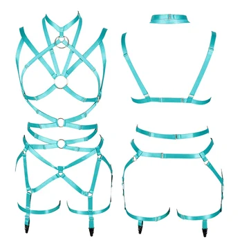 

Night Clubs Rave Clothing Harness Full Body Bra Strappy Fashion Garter Belt Hollow Out Stockings Suspender Punk Gothic Plus Size