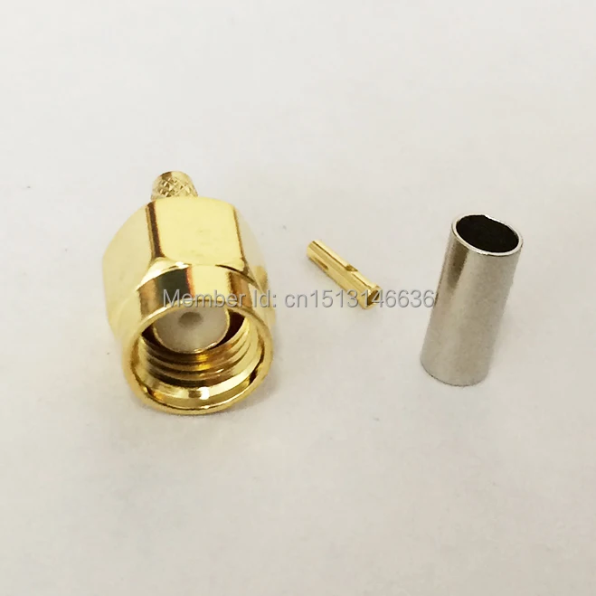 

1pc RP SMA Male Plug RF Coax Crimp RP-SMA male for RG316, RG174, LMR100 Cable Straight Goldplated