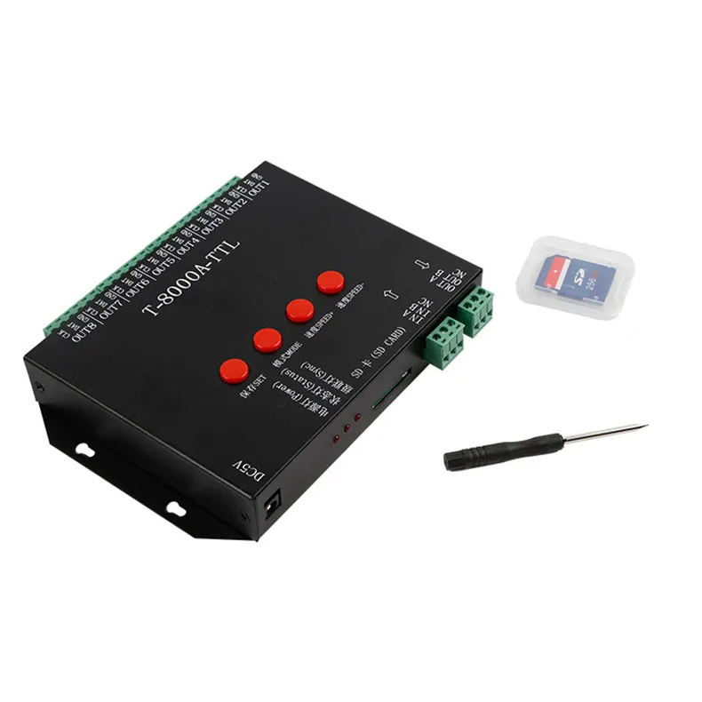 T8000A rgb светодиодный контроллер программ для ws2812b/WS2811/WS2813/ TM1804/LPD6803 /DMX512 лента + адаптер питания RGB 8192 пикселей