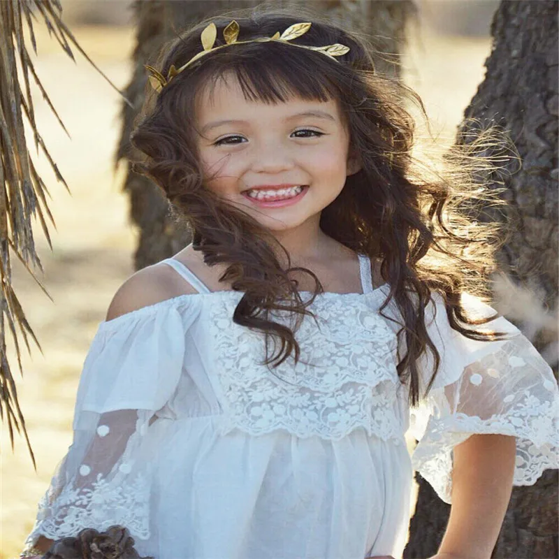 

AMISSA Summer Cute100% Cotton Girls Dress Kid Baby Party Wedding Shoulderless Petal Sleeve Lace White Dresses Clothes Baby Girls