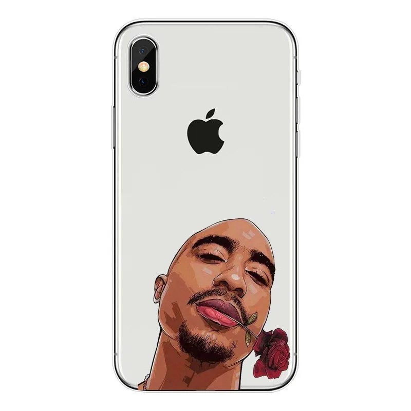 2Pac Makaveli Tupac Amaru Shakur transparent silicone soft TPU Phone Cover Case For iPhone 4 5 6 Plus 7 8 Plus X Fundas Coque