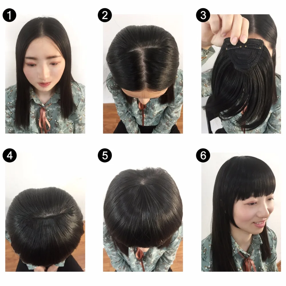 SARLA Synthetic Fake Clip in Bang Hair Extensions Fringe Clip On Blunt Bangs Hairpiece Hair Piece Natural Flase Black Brown B7