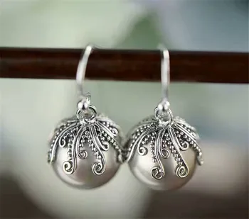 

BESTLYBUY 100% 925 Sterling Silver Thai Silver Shell Pearl Drop Earrings Fine vintage Water Drop Pearl Earrings jewelry gift for