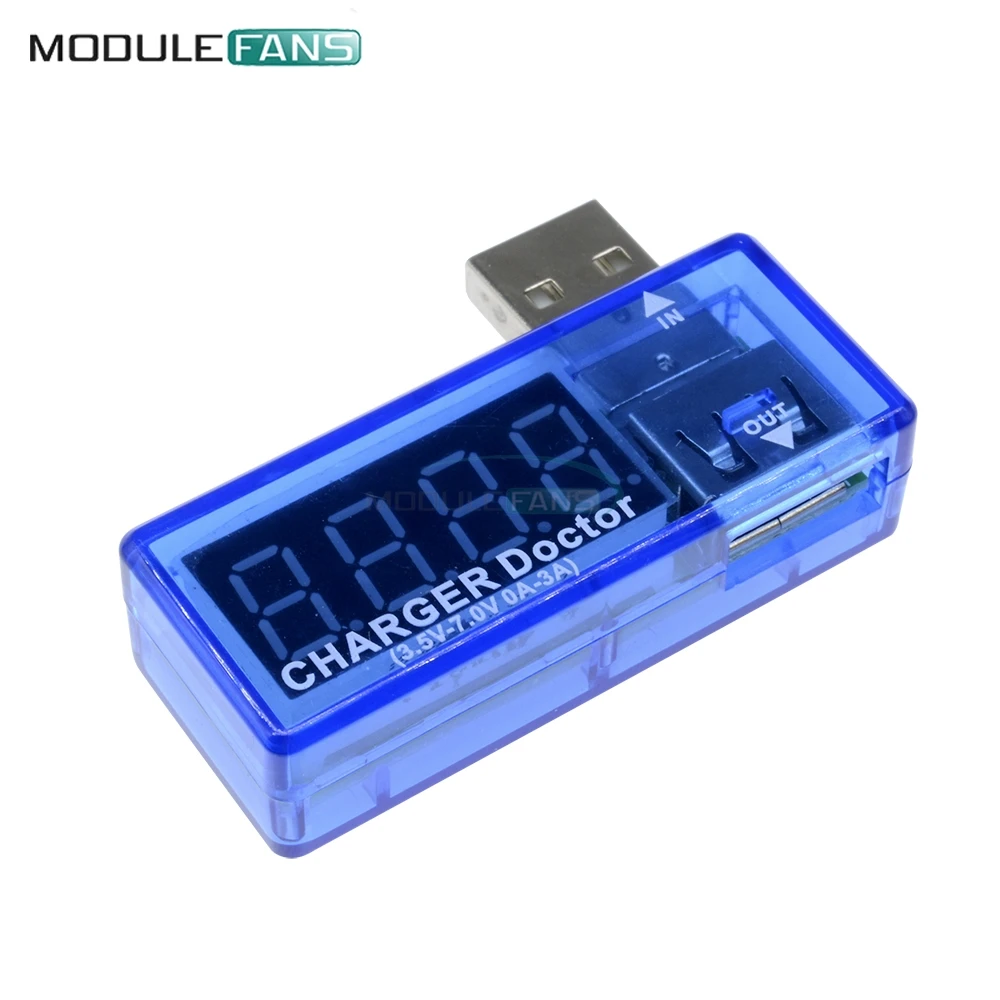 

1pcs Transparent blue Digital USB Mobile Power charging current voltage Tester Meter Mini USB charger doctor voltmeter ammeter