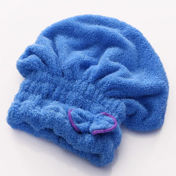 Сушилка для полотенец обертывание для вьющихся длинных тонких или коротких волос ультравпитывающее антифризное тюрбан для сна и душа - Цвет: Синий