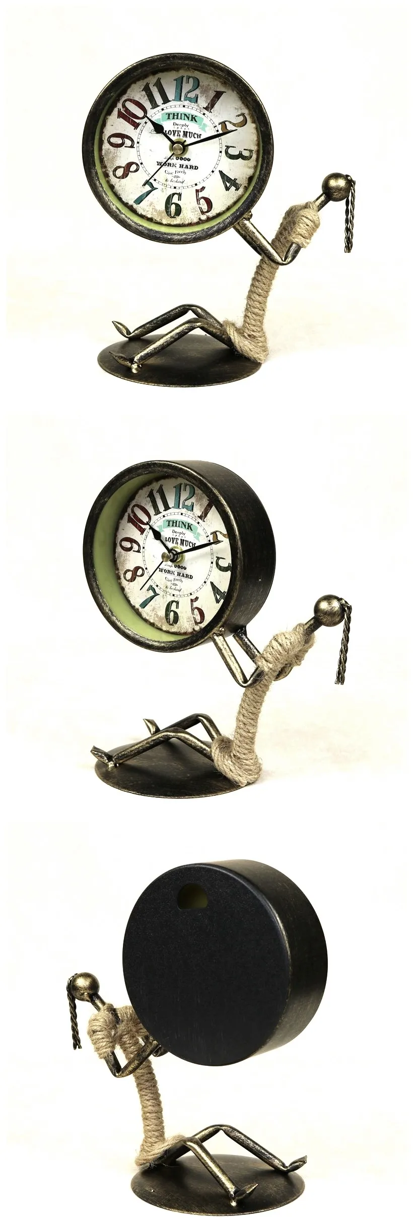 Абстрактные настольные часы с изображением Геркулеса, декоративные часы из кованого железа, художественные настольные часы, украшение для комнаты, аксессуары для рукоделия