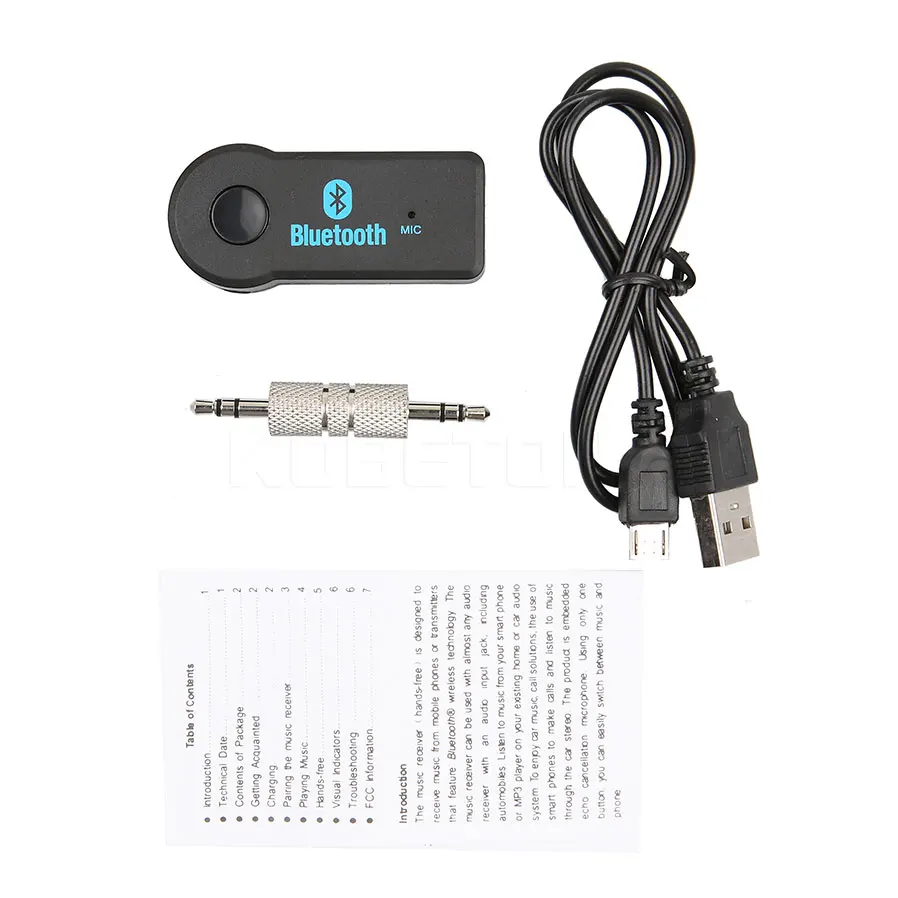 

Redial Handsfree Calling safe driving Car Kit 3.5mm AUX Adapter Audio Jack A2DP Wireless Bluetooth Music Receiver for Phone