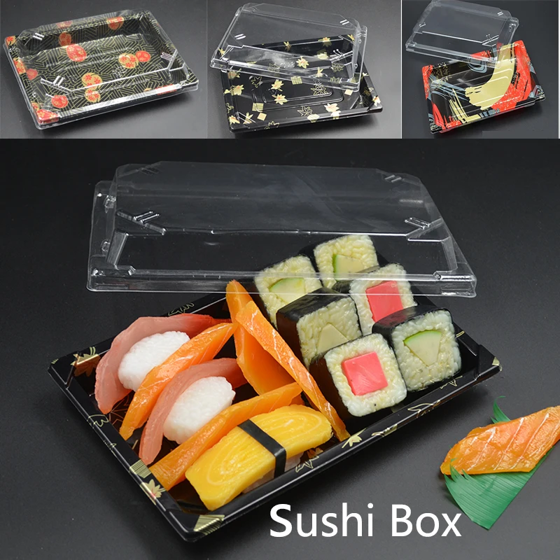 prprinting flowr sushi Packing boxes biodegradable plastic disposable