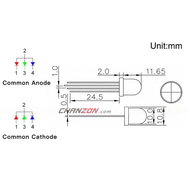 50pcs 8mm LED Diode 4pin Diffused RGB Common Cathode LED Lights Lamp