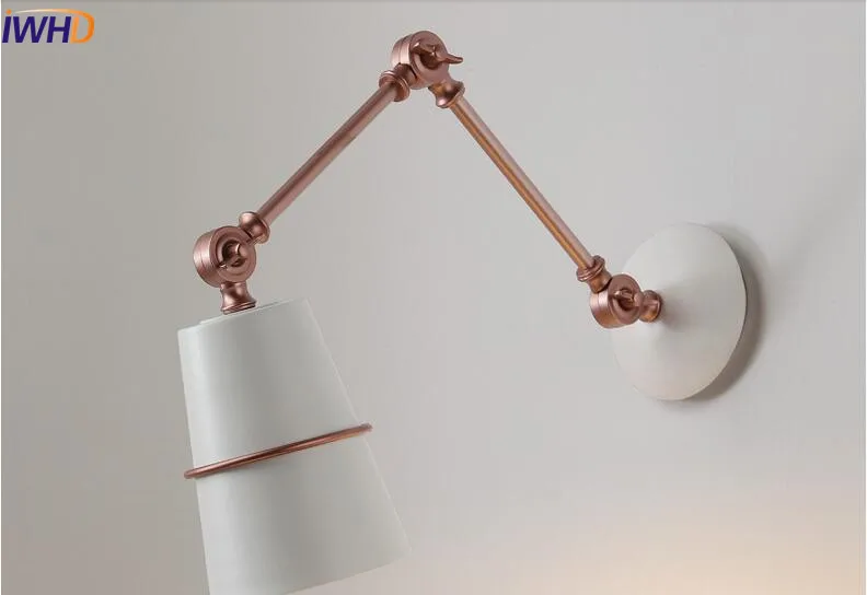 IWHD скандинавские железные качели настенный светильник с длинным кронштейном гостиной рядом с лампой современный светодиодный настенный светильник s бра Arandela Apliques Pared