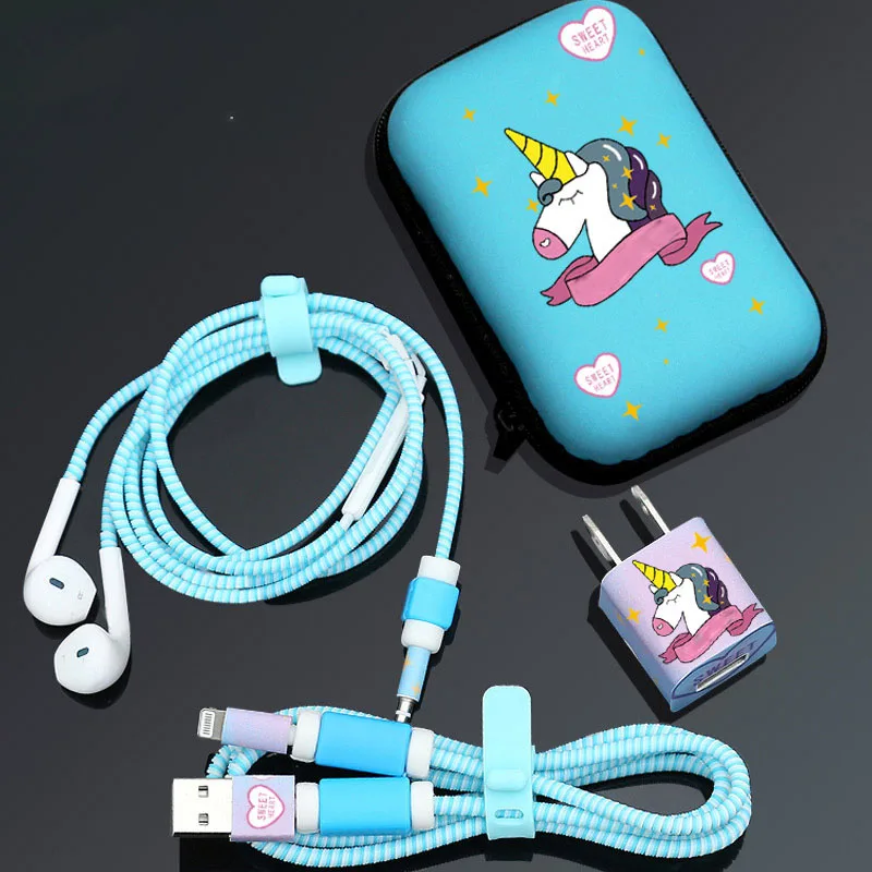 Мультяшное устройство для намотки кабеля протектор USB наклейки на зарядное