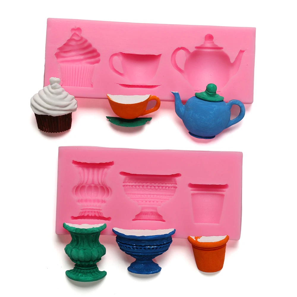 Teapot Cup Pot Vase Flower Cake Silicone Mold Fondant Mold Chocolate