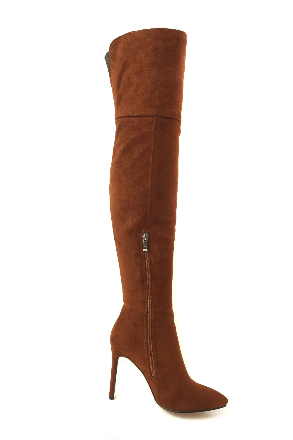 Cdpundari из искусственной замши(флока ботфорты на высоком каблуке женские Сапоги выше колена; женские облегающие зимняя теплая обувь; зимняя женская обувь