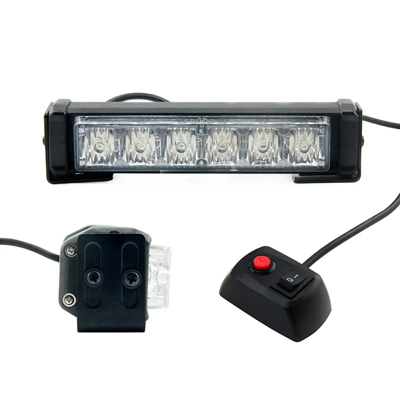 2x6LED Car Police Strobe Flash Light Modes Auto Warning Light 12W High Power Caution Lamp red blue white yellow car Ambulance Police strobe flash light dash emergency warning fog light DRL firemen auto led warning (6)