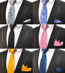 Для мужчин Галстук Шелковый Классический Пейсли жаккард с цветами Тканые Классический галстук + платок Набор для формальных Свадебная