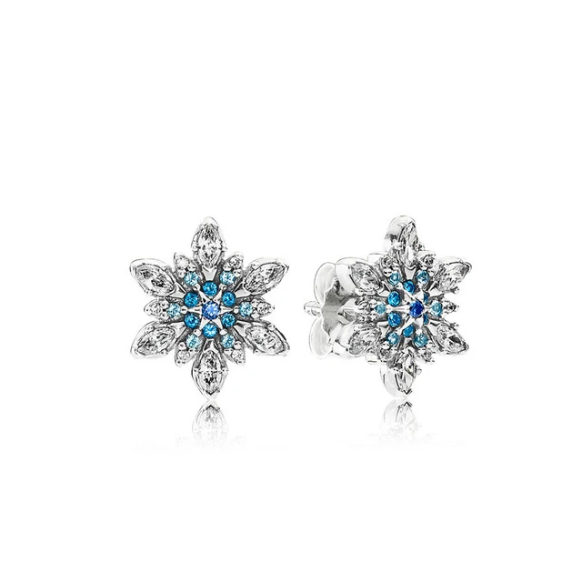 

Kristie 100% Sterling silver 1:1 Glamour 290590NBLMX CRYSTALLISED SNOWFLAKE STUD Original Women wedding Fashion Jewelry 2018