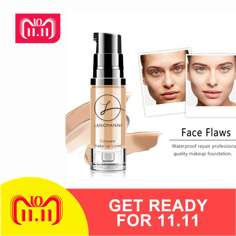 

Langmanni Full Cover Concealer Bright Cream Lasting Contour Make Up Concealer Face Powder Waterproof Whitening Foundation TSLM1