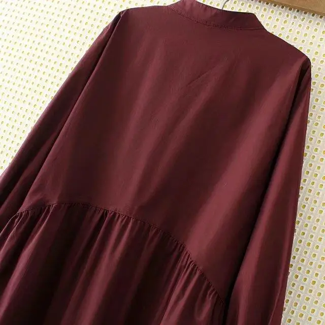 Plus Size 2XL-5XL Loose Women Clothing Long Shirt Long Sleeve Ruffles Shirt Blouse Black Red Button  Feminina Big Size  JZ226 (14)