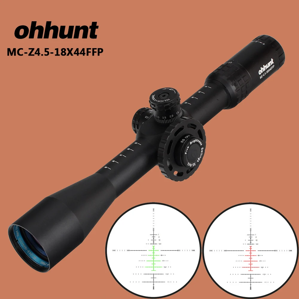 Ohhunt MC-Z 4.5-18x44 FFP Тактический оптики взгляд впервые в фокальной плоскости прицел Красный Зеленый Миль Dot Стекло Гравированный Сетка прицел