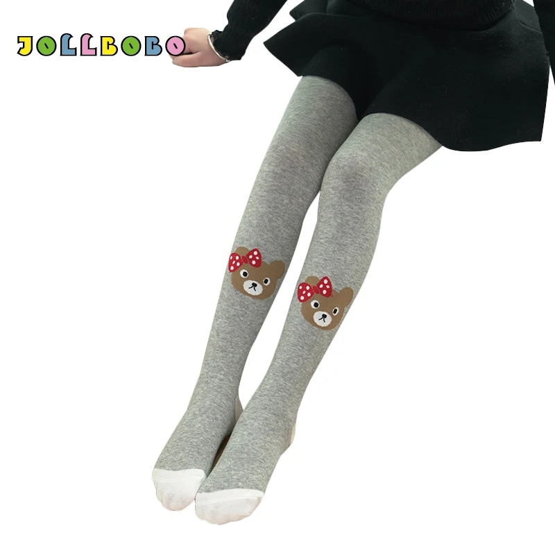 

Spring Autumn Baby Girl Tights Kawaii Cartoon Little Bear Children Knitted Pantyhose Stockings Kids Cotton Tights for Girls 2-9T