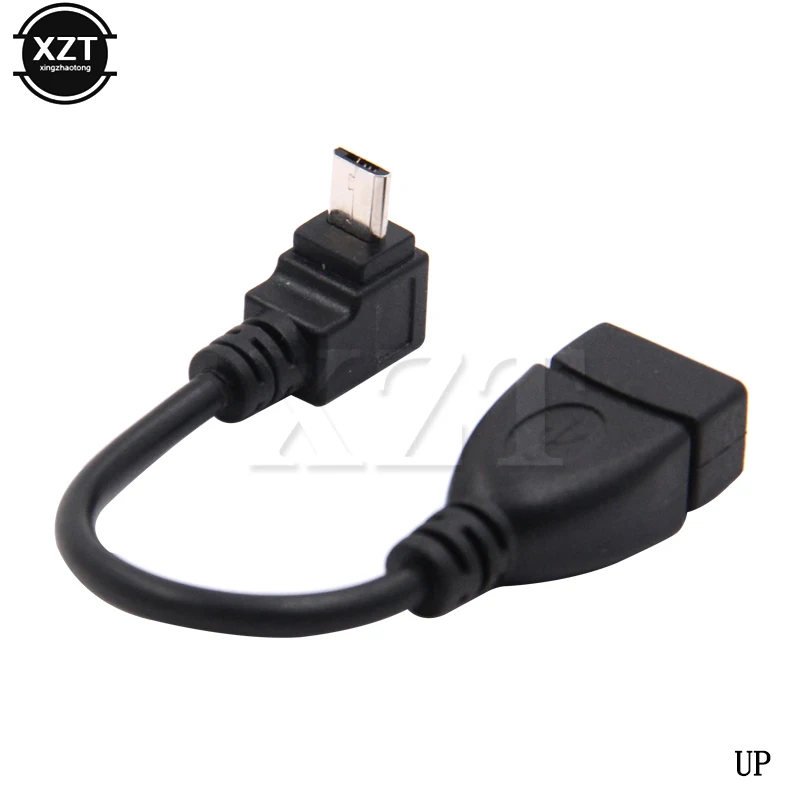 

High Quality Micro USB 2.0 Male to USB 2.0 Female 90 Degree Up/Down Right Angled Connector OTG Cable Adapter for USB flash disk