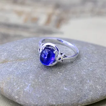 

The character of the new listing silver cheap sales ladies fashion exquisite blue corundum crystal ring S925