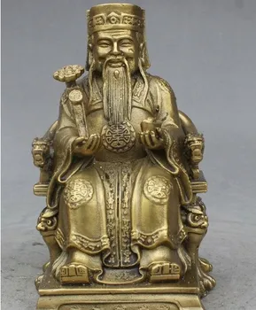 

YM 316 China Brass Sit Dragon Head Chair Wealth Mammon God RuYi YuanBao Statue