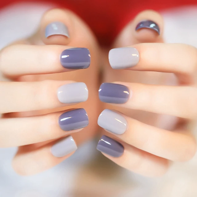 2016 New 24pcs Grandma Grey False Nail Tips Fake Nails Normal Length 2016 New 24pcs Grandma Grey False Nail Tips Fake Nails Normal Length Flat Top Full Cover