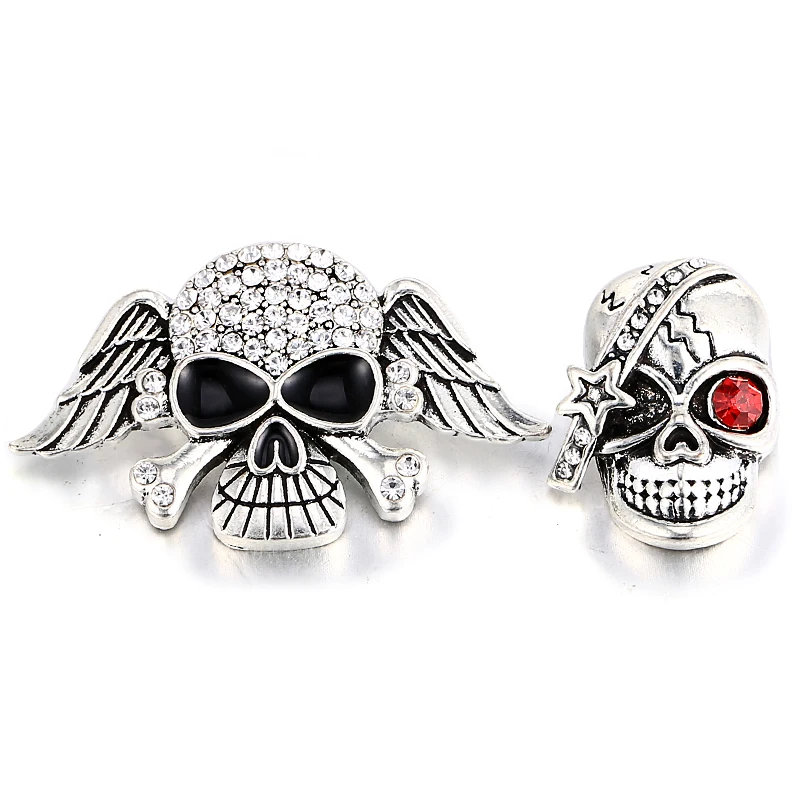 Red Crystal Snap Buttons High Quality Skull Rhinestone Stone Buttons fit 18mm/20mm DIY Snap