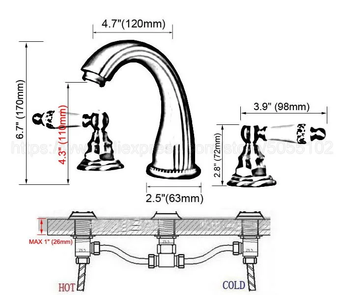 Antique Brass bathroom faucet for hot and cold Mixer tap Sink faucet Double handle 3 hole bathroom basin faucet zan071