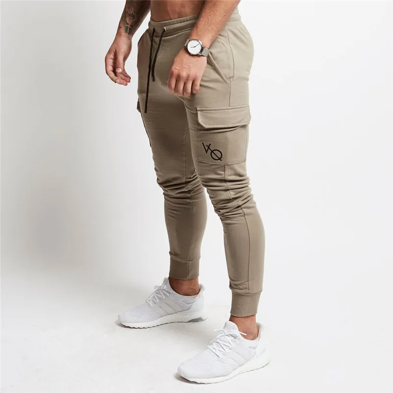 

Men Sweatpants Drawstring Pocket Elastic Leggings Tights Male Running Jogging Casual Fitness Gym Workout Track Pants Trousers