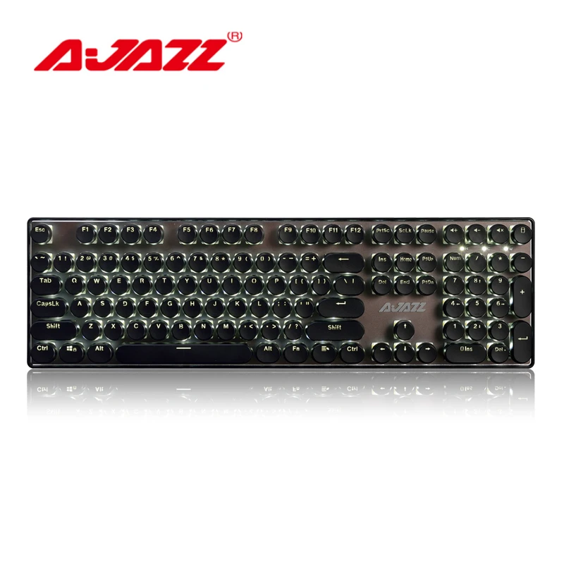 

Ajazz Punk 108 key game mechanical keyboard cable green/black axis Ergonomic Design Multimedia keys retro round keycap keyboard