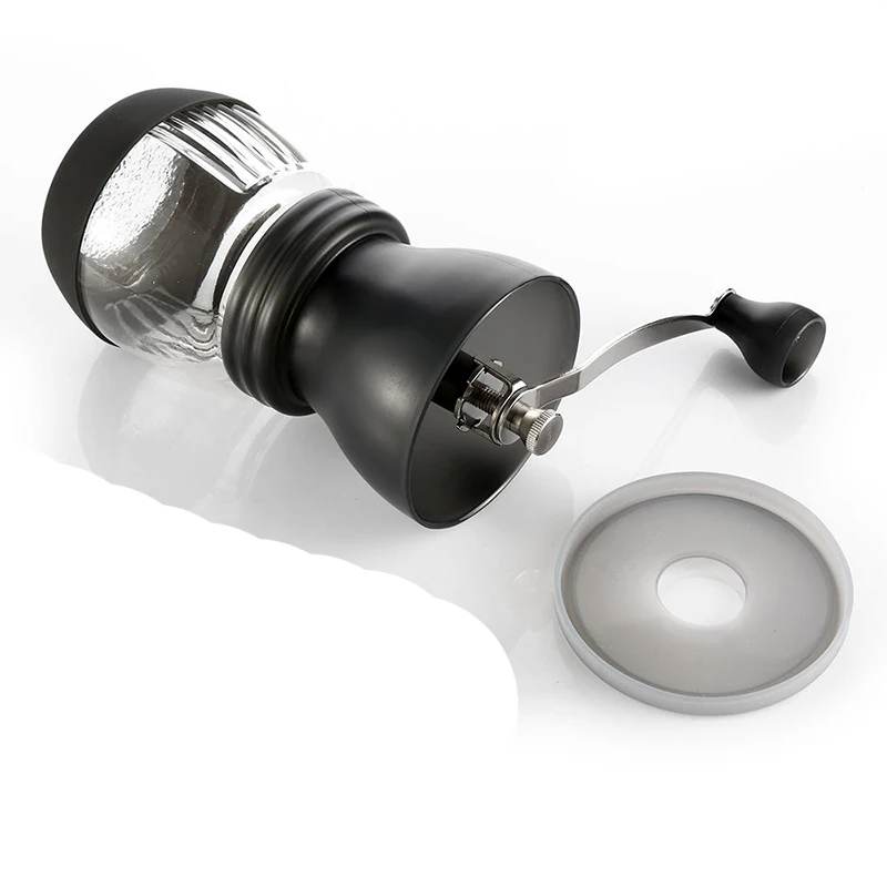 

Modern Look Manual Coffee Grinder Plastic Coffee Black Spice Mini Burr Mill High-quality Hand Shake Clear Container Gift